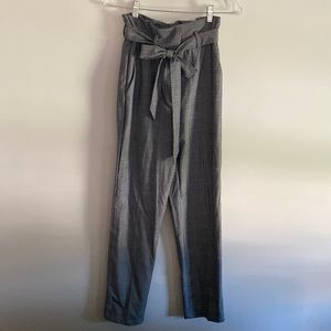 H&M paper bag waist trouser, black and white plaid NWT